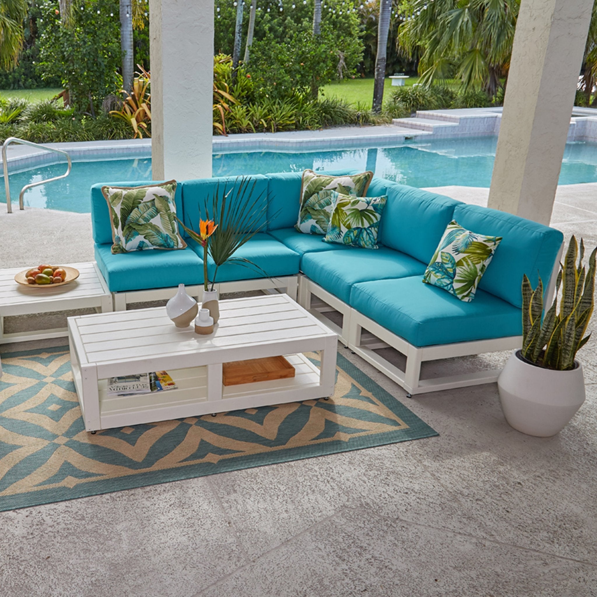 Teal best sale patio set